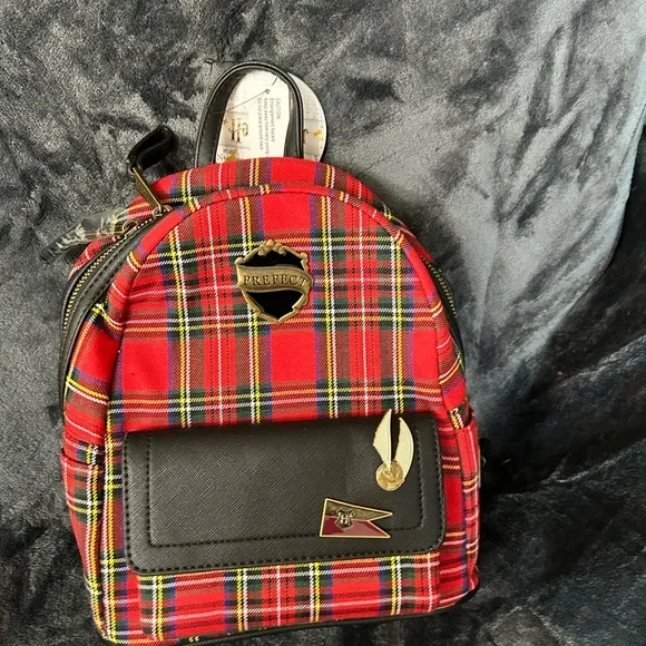 plaid harry potter prefect loungefly backpack Loungefly Harry Potter Prefect Red Plaid Pin Mini Backpack  main image 2